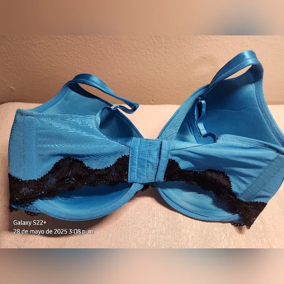 CACIQUE BRA 42 H Blue Lace Trim Bra - Picture 4 of 9
